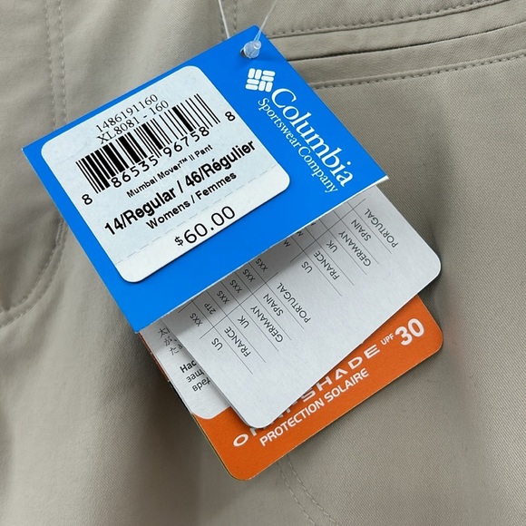 Columbia NWT Mumbai Mover II Pant Women's 14 Regular Omni-Shade UPF 30 - Picture 5 of 7